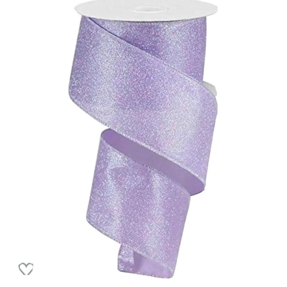 Lavender iridescent glitter ribbon. Wired. 2.5 width.